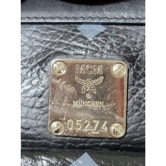 Authentic MCM Small Visetos Coated Canvas and Leather Pocket Tote Black - Picture 7 of 13